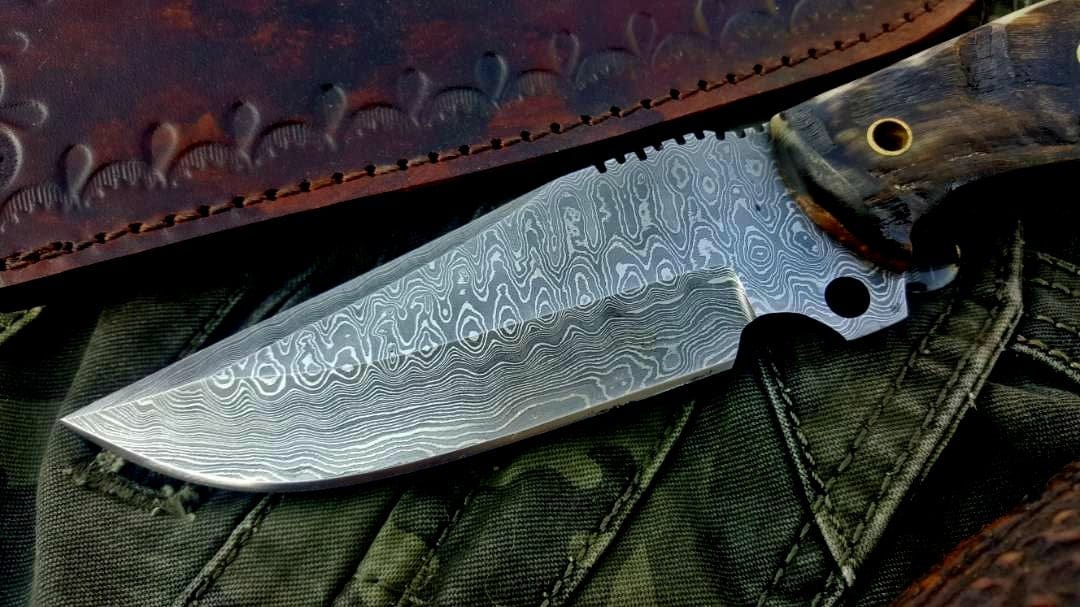 KBS Knives Store Skinner Knife Custom Handmade Damascus Steel Hunting Skinning Camping Knife