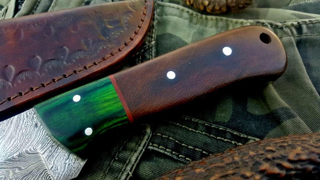 KBS Knives Store Skinner Knife Custom Handmade Damascus Steel Hunting Skinning Camping Knife