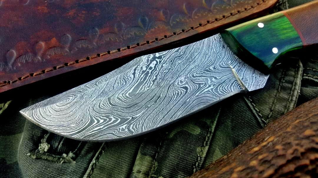 KBS Knives Store Skinner Knife Custom Handmade Damascus Steel Hunting Skinning Camping Knife