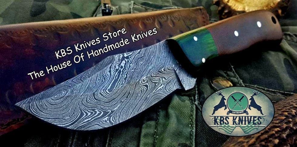 KBS Knives Store Skinner Knife Custom Handmade Damascus Steel Hunting Skinning Camping Knife