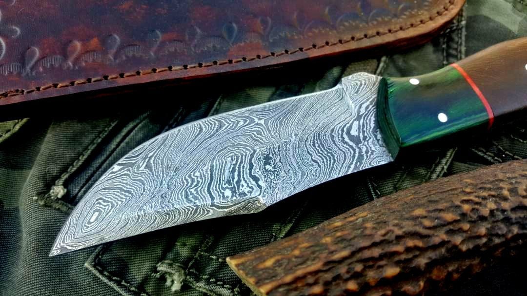 KBS Knives Store Skinner Knife Custom Handmade Damascus Steel Hunting Skinning Camping Knife