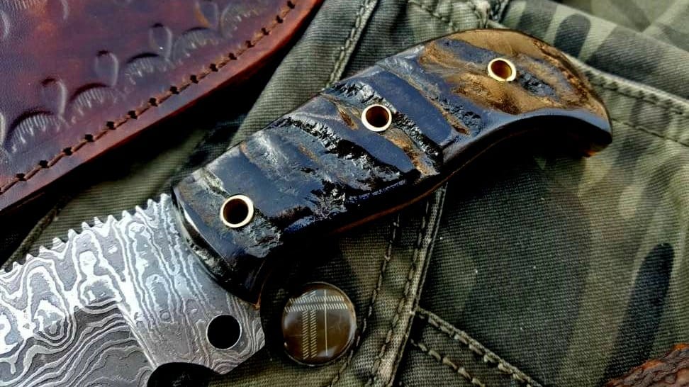 KBS Knives Store Skinner Knife Custom Handmade Damascus Steel Hunting Skinning Camping Knife