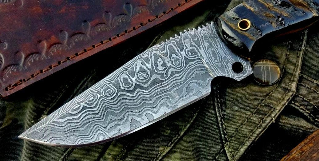 KBS Knives Store Skinner Knife Custom Handmade Damascus Steel Hunting Skinning Camping Knife