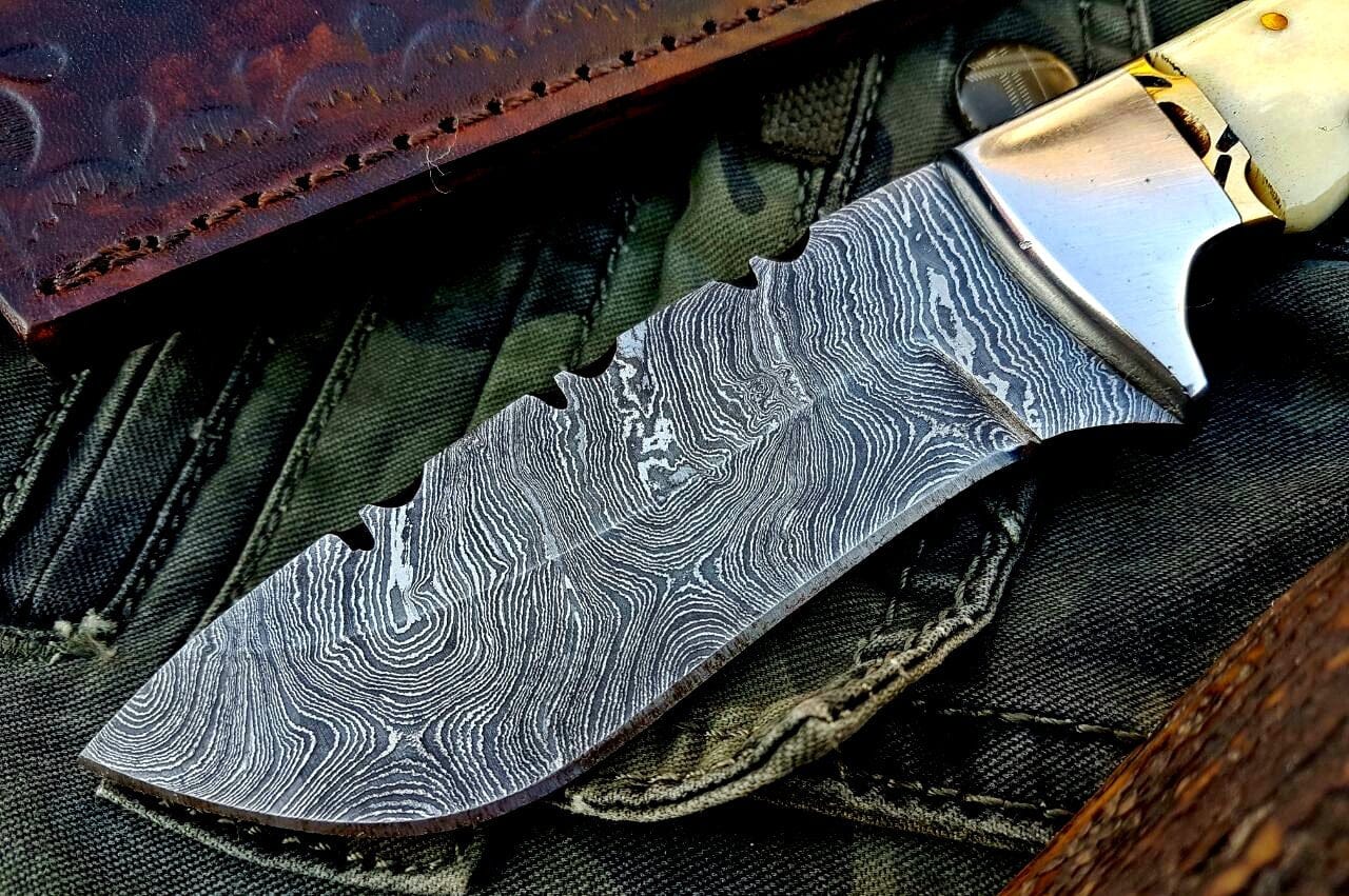 KBS Knives Store Skinner Knife Custom Handmade Damascus Steel Hunting Skinning Camping Knife