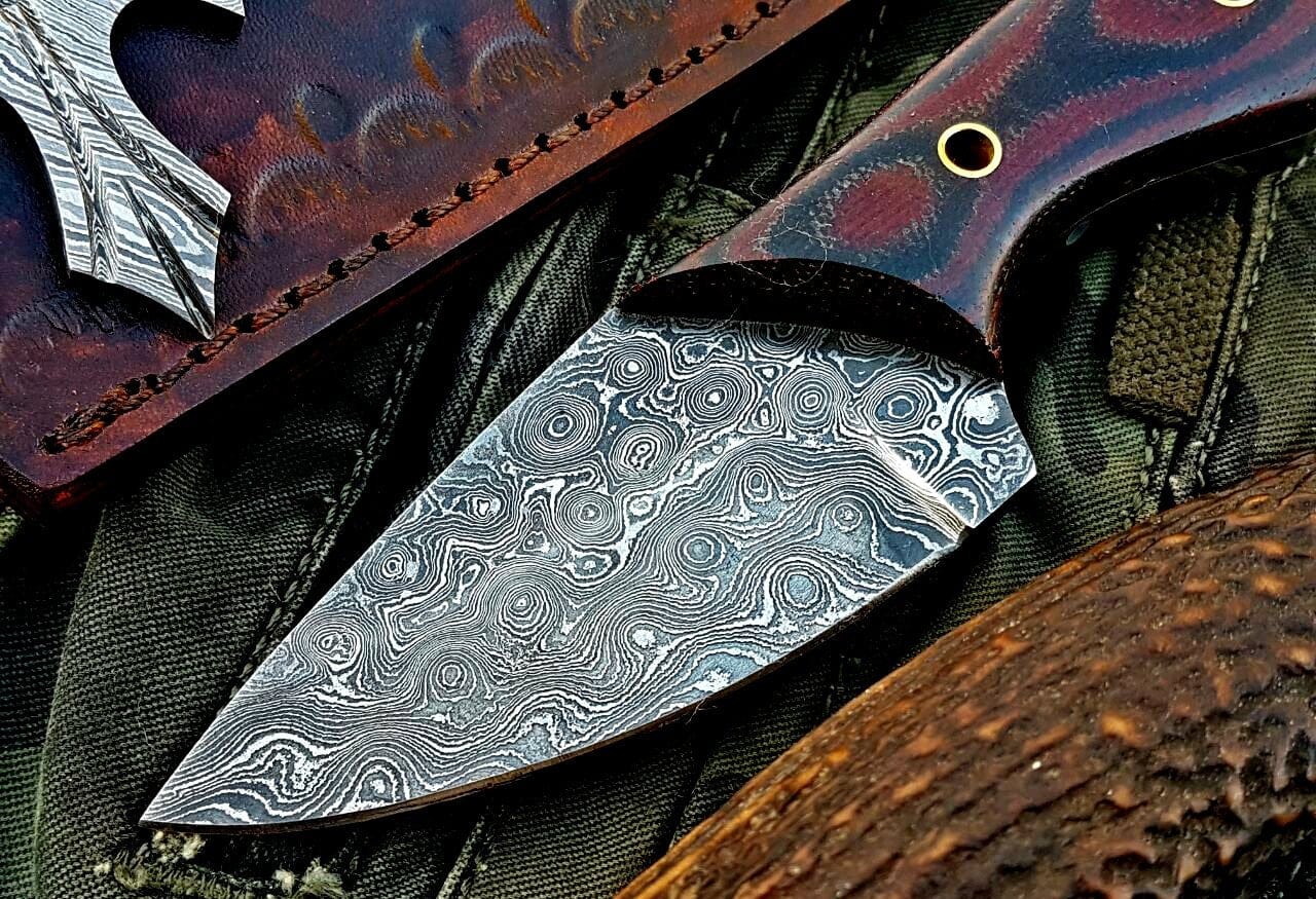 KBS Knives Store Skinner Knife Custom Handmade Damascus Steel Hunting Skinning Knife