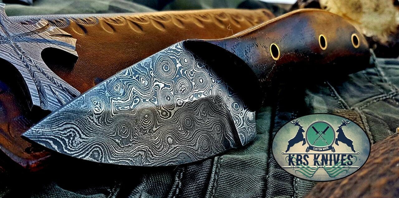 KBS Knives Store Skinner Knife Custom Handmade Damascus Steel Hunting Skinning Knife