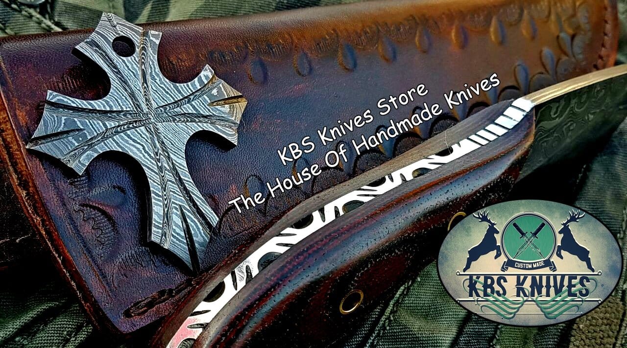 KBS Knives Store Skinner Knife Custom Handmade Damascus Steel Hunting Skinning Knife