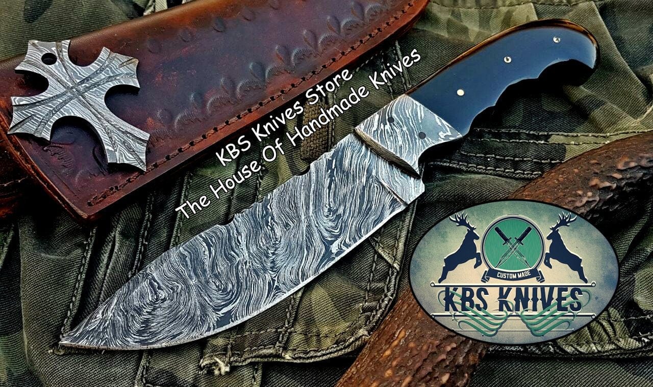 KBS Knives Store Skinner Knife Custom Handmade Damascus Steel Hunting Skinning Knife