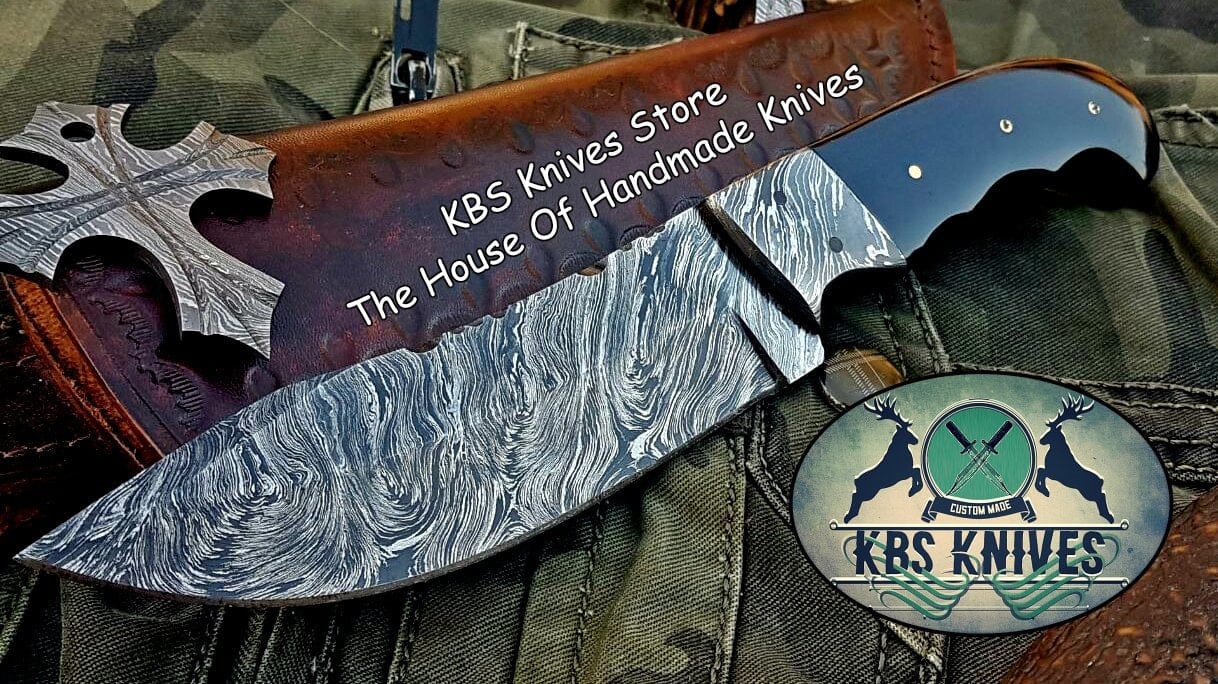 KBS Knives Store Skinner Knife Custom Handmade Damascus Steel Hunting Skinning Knife
