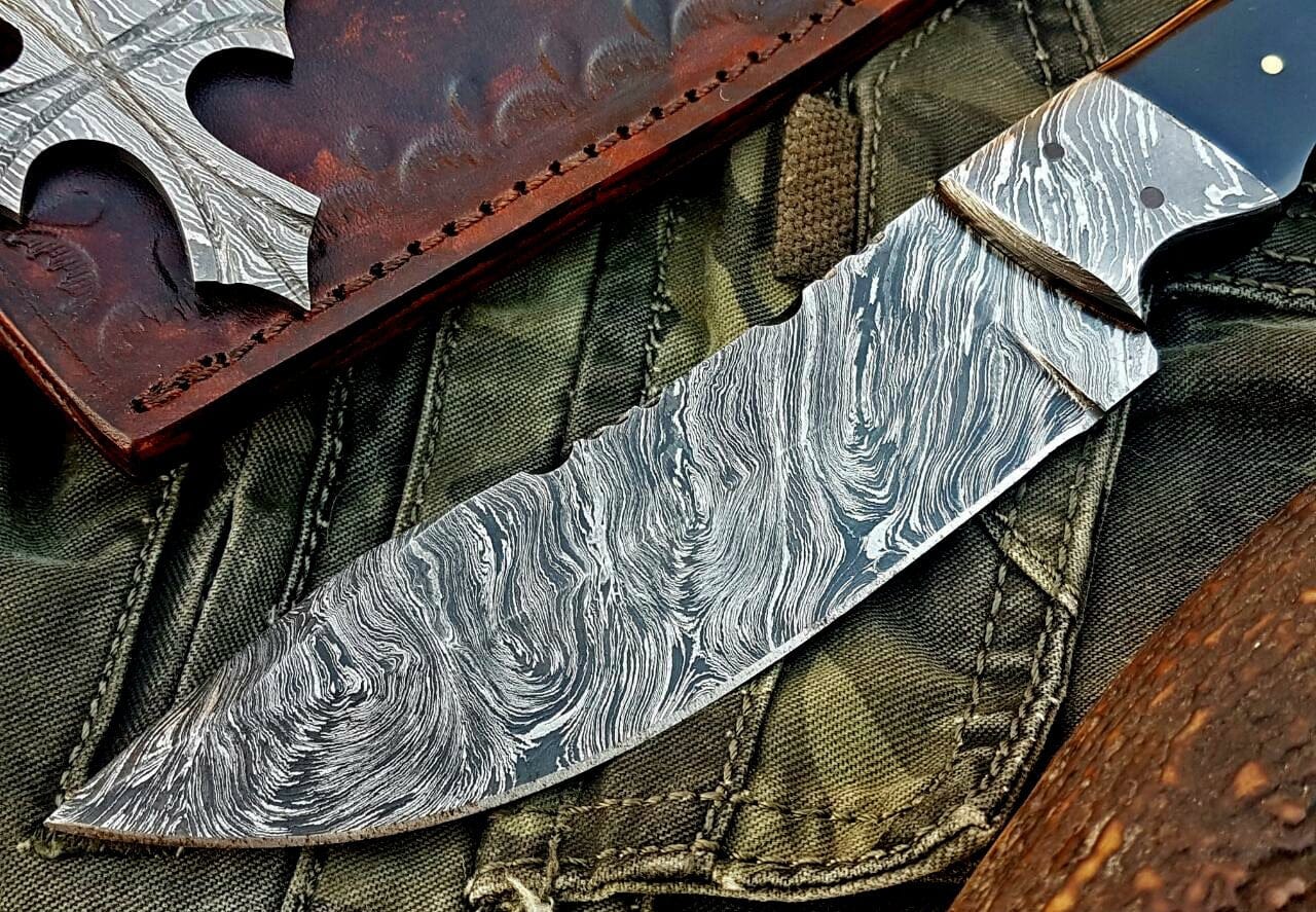 KBS Knives Store Skinner Knife Custom Handmade Damascus Steel Hunting Skinning Knife