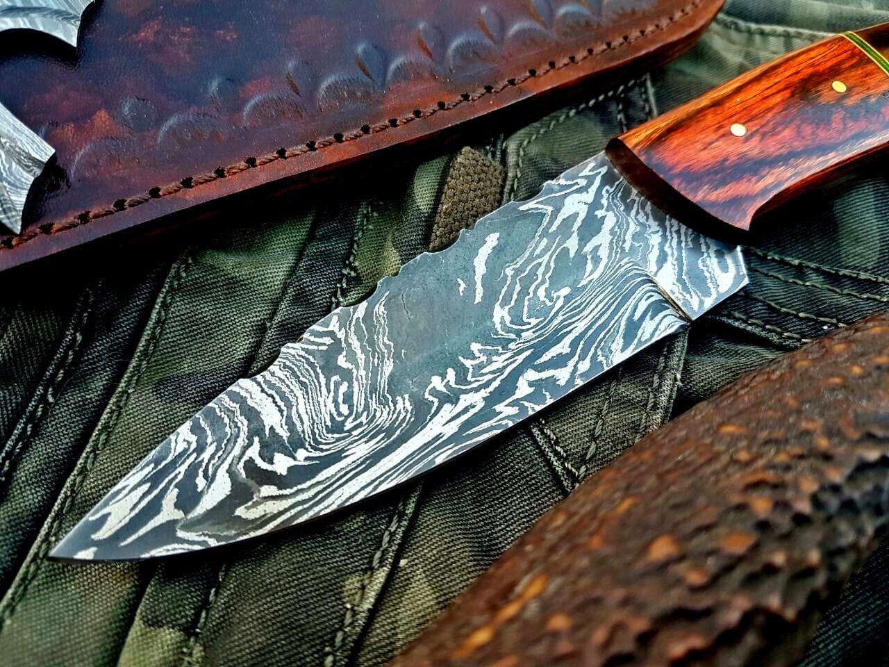 KBS Knives Store Skinner Knife Custom Handmade Damascus Steel Hunting Skinning Knife