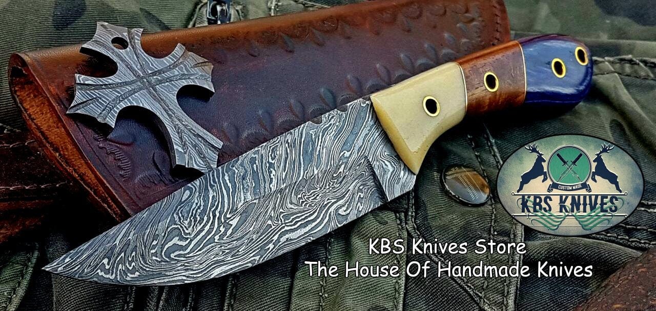 KBS Knives Store Skinner Knife Custom Handmade Damascus Steel Hunting Skinning Knife