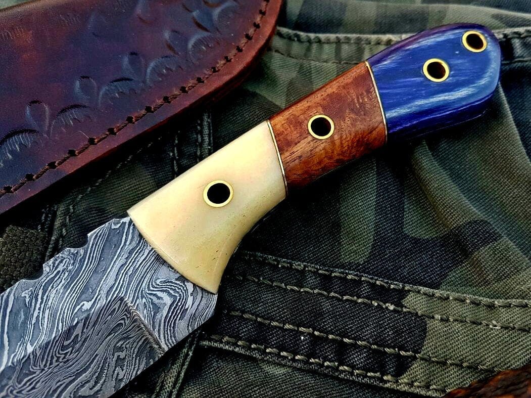 KBS Knives Store Skinner Knife Custom Handmade Damascus Steel Hunting Skinning Knife