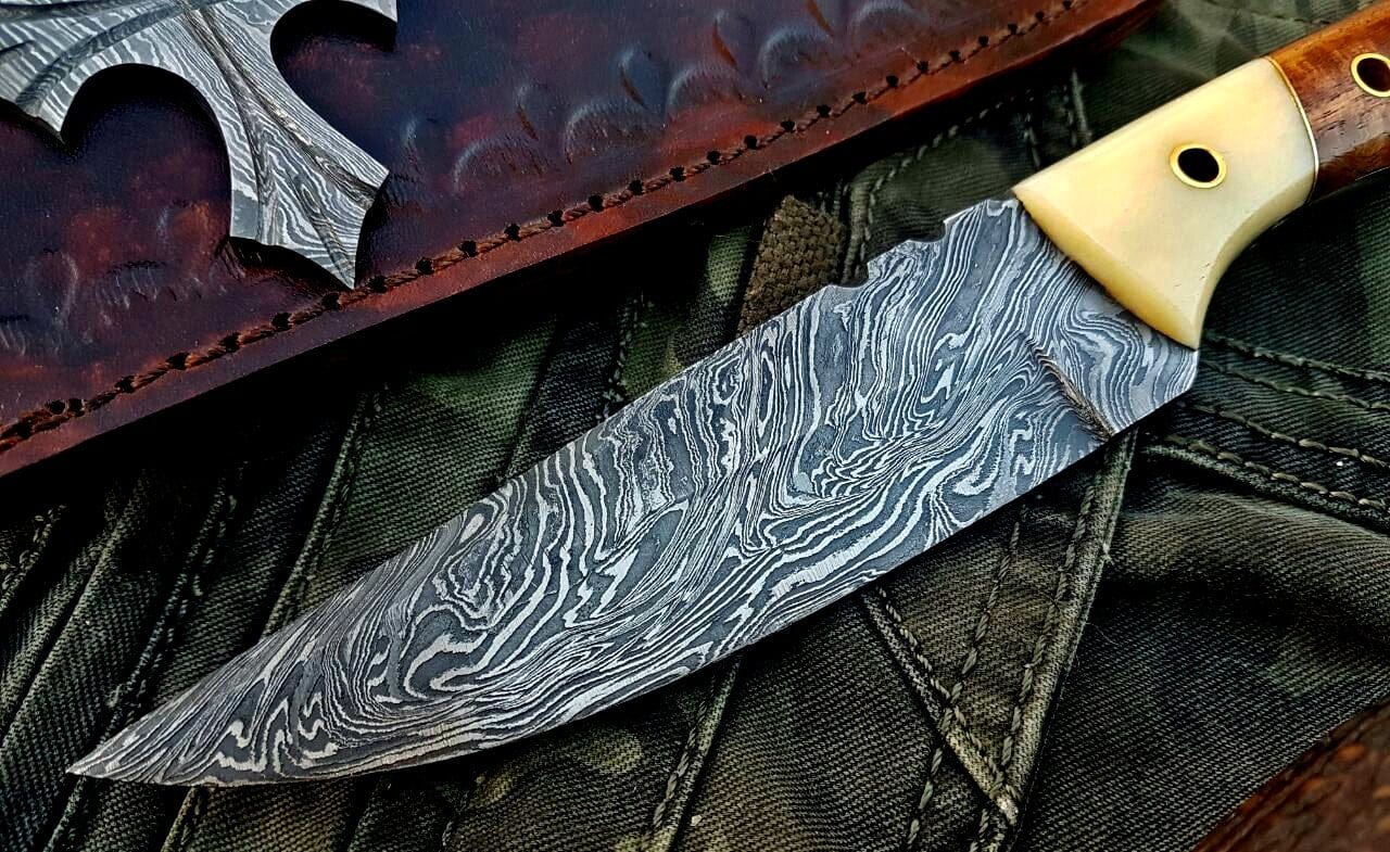 KBS Knives Store Skinner Knife Custom Handmade Damascus Steel Hunting Skinning Knife