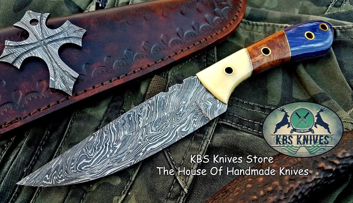 KBS Knives Store Skinner Knife Custom Handmade Damascus Steel Hunting Skinning Knife