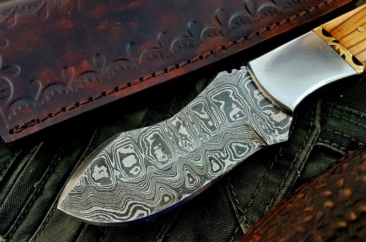 KBS Knives Store Skinner Knife Custom Handmade Damascus Steel Hunting Skinning Knife