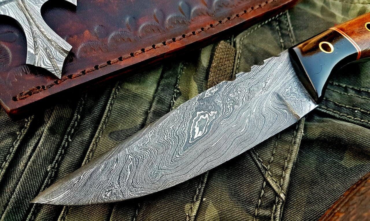 KBS Knives Store Skinner Knife Custom Handmade Damascus Steel Hunting Skinning Knife