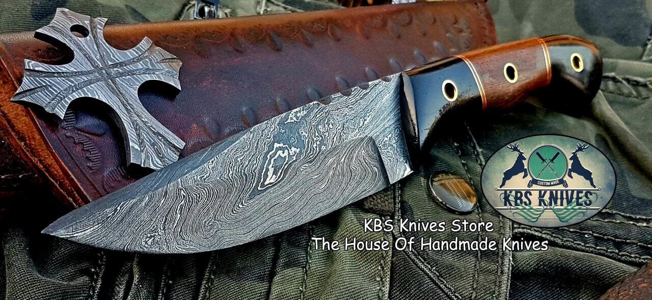 KBS Knives Store Skinner Knife Custom Handmade Damascus Steel Hunting Skinning Knife