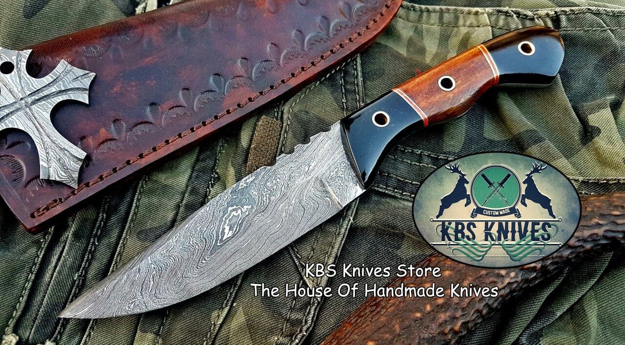KBS Knives Store Skinner Knife Custom Handmade Damascus Steel Hunting Skinning Knife