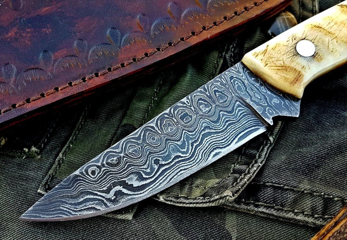 KBS Knives Store Skinner Knife Custom Handmade Damascus Steel Hunting Skinning Knife