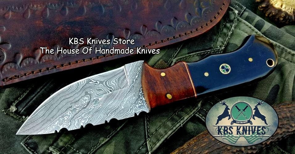 KBS Knives Store Skinner Knife Custom Handmade Damascus Steel Hunting Skinning Knife