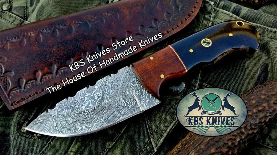 KBS Knives Store Skinner Knife Custom Handmade Damascus Steel Hunting Skinning Knife