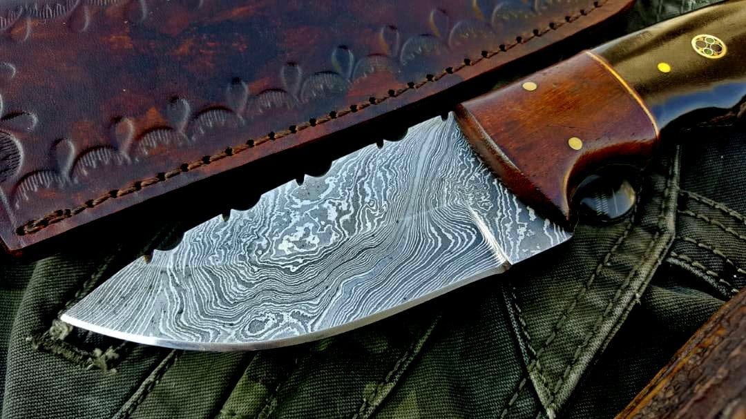 KBS Knives Store Skinner Knife Custom Handmade Damascus Steel Hunting Skinning Knife