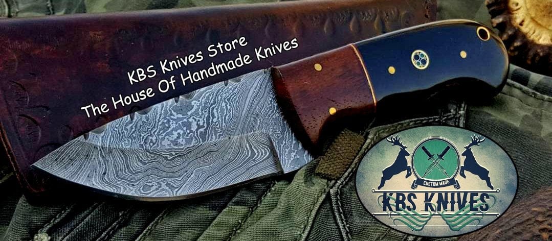 KBS Knives Store Skinner Knife Custom Handmade Damascus Steel Hunting Skinning Knife