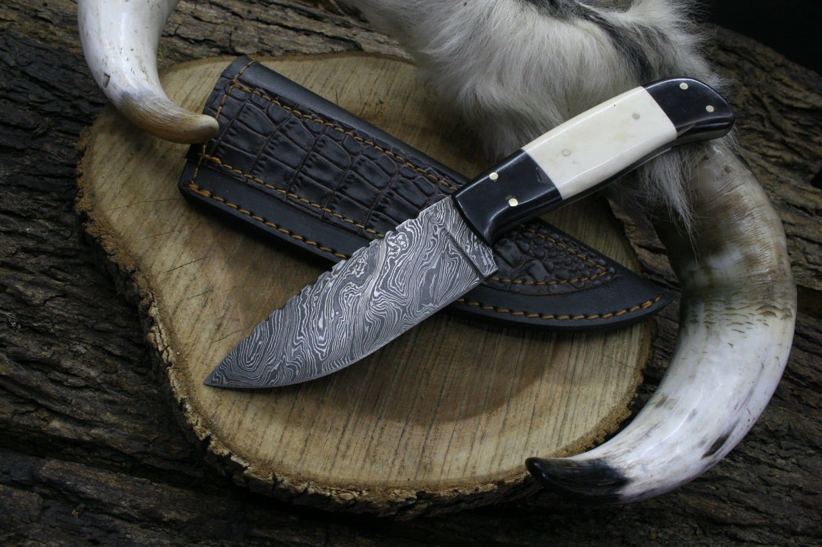 KBS Knives Store Skinner Knife Custom Handmade Damascus Steel Hunting/Skinning Knife