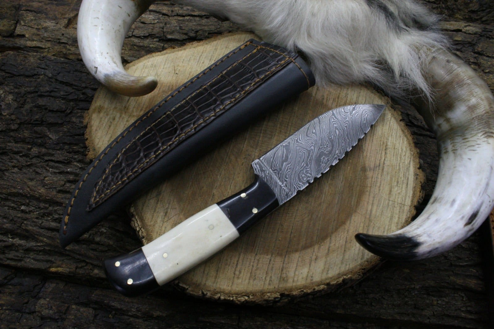 KBS Knives Store Skinner Knife Custom Handmade Damascus Steel Hunting/Skinning Knife