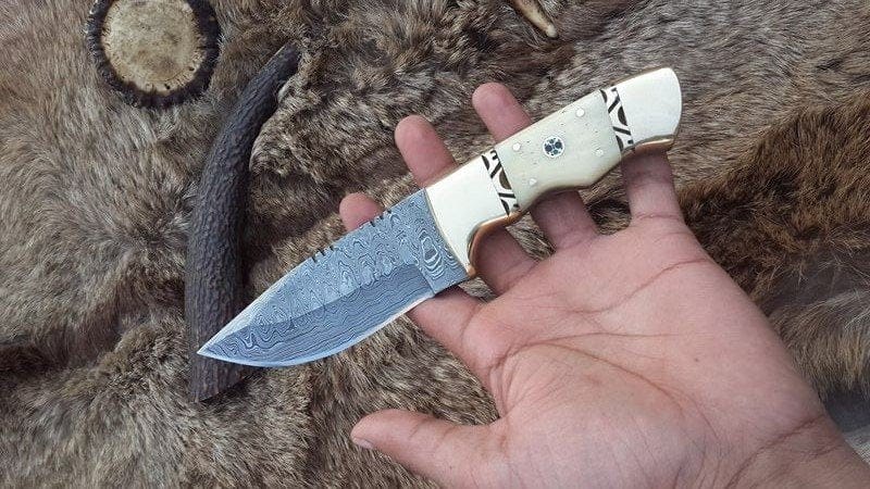 KBS Knives Store Skinner Knife Custom Handmade Damascus Steel Hunting/Skinning Knife