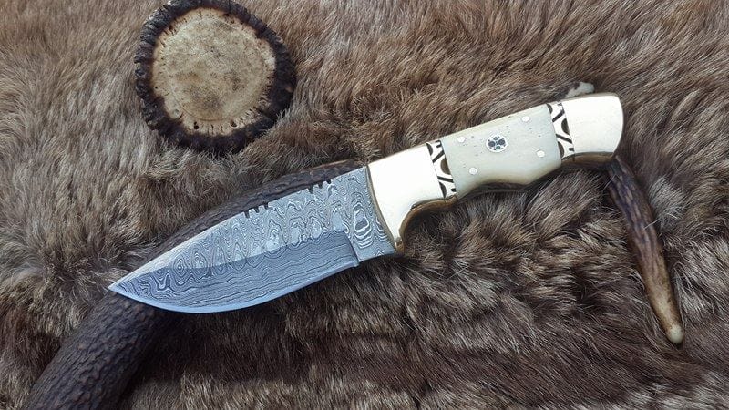 KBS Knives Store Skinner Knife Custom Handmade Damascus Steel Hunting/Skinning Knife