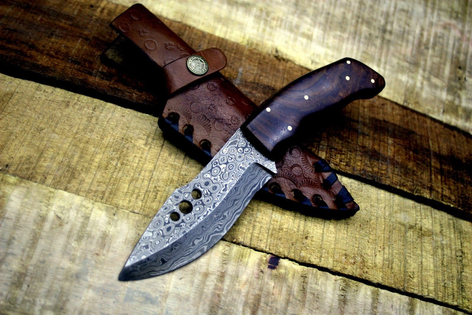 KBS Knives Store Skinner Knife Custom Handmade Damascus Steel Raindrop Hunting/Skinning Knife