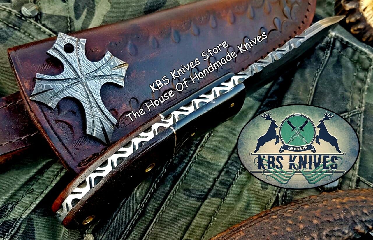 KBS Knives Store Skinner Knife Custom Handmade Damascus Steel Skinner Knife