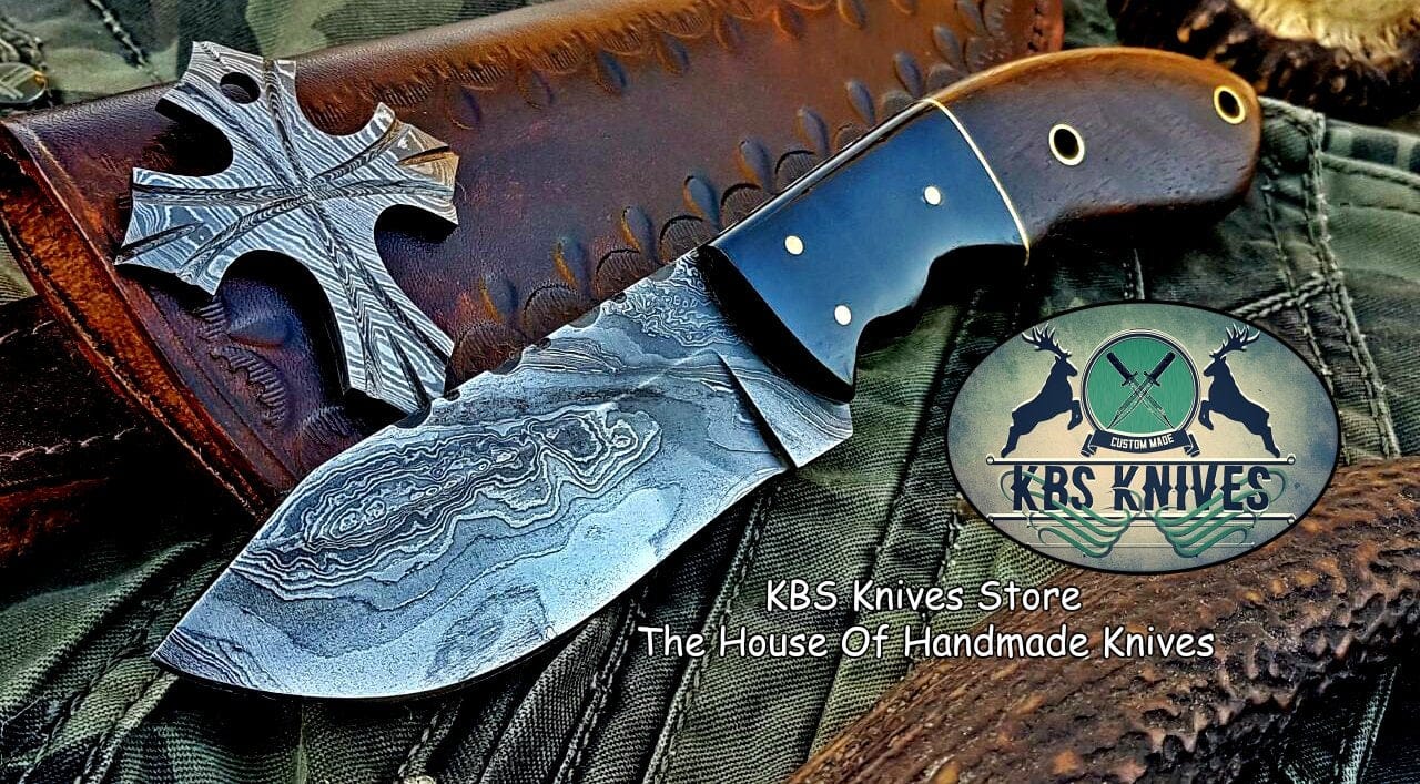 KBS Knives Store Skinner Knife Custom Handmade Damascus Steel Skinner Knife