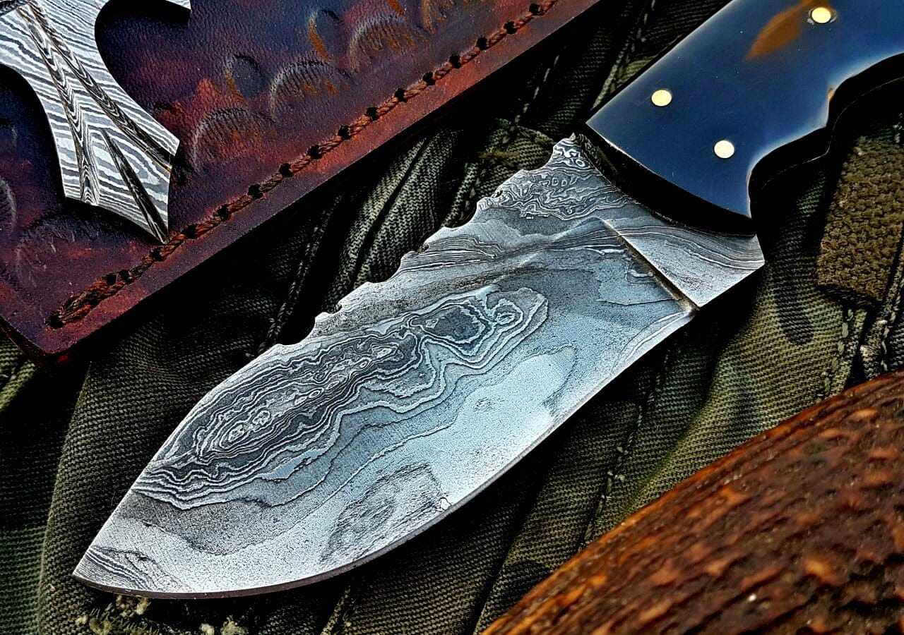 KBS Knives Store Skinner Knife Custom Handmade Damascus Steel Skinner Knife