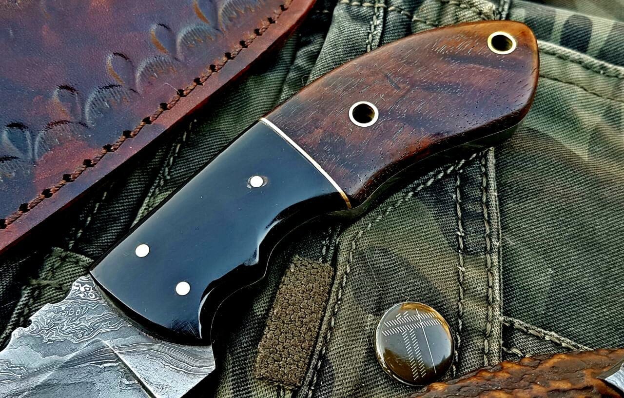 KBS Knives Store Skinner Knife Custom Handmade Damascus Steel Skinner Knife