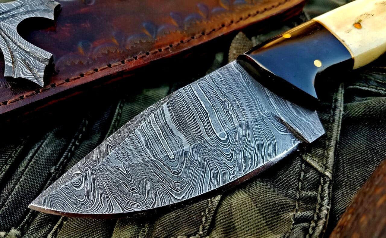 KBS Knives Store Skinner Knife Custom Handmade Damascus Steel Skinner Knife
