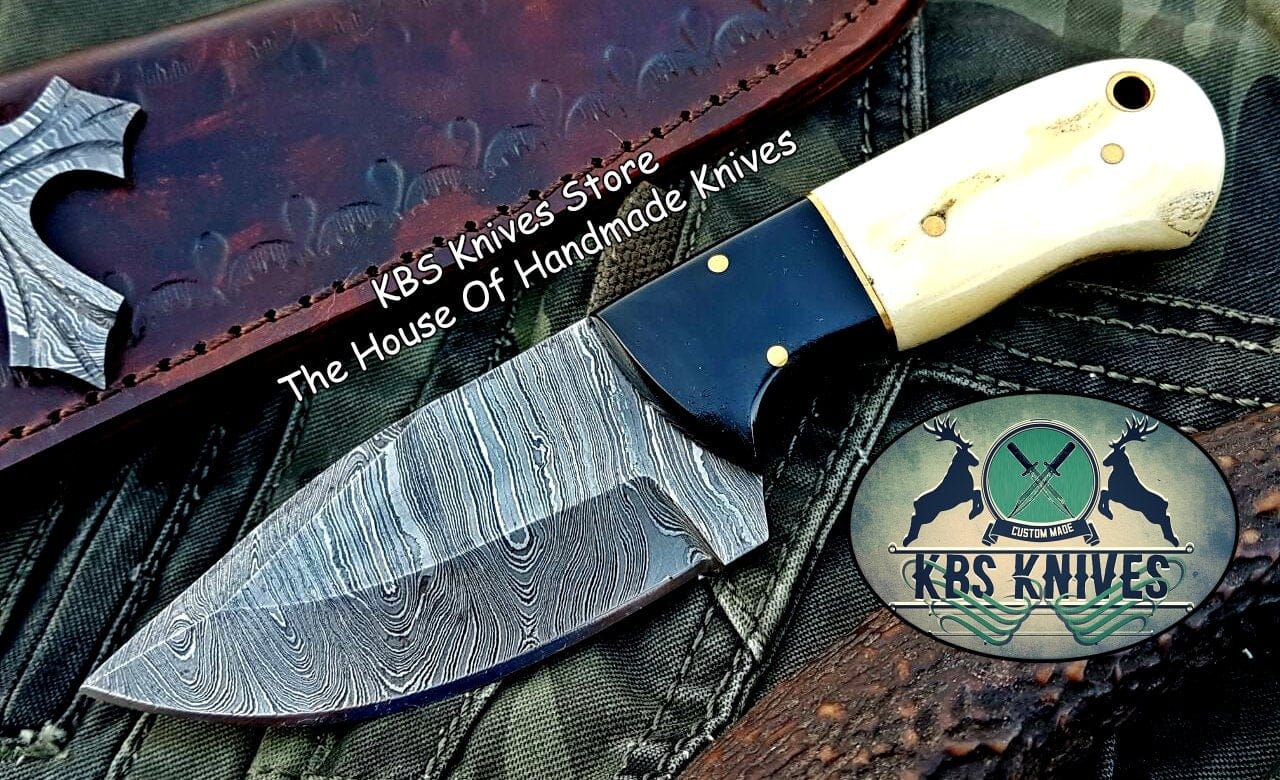 KBS Knives Store Skinner Knife Custom Handmade Damascus Steel Skinner Knife