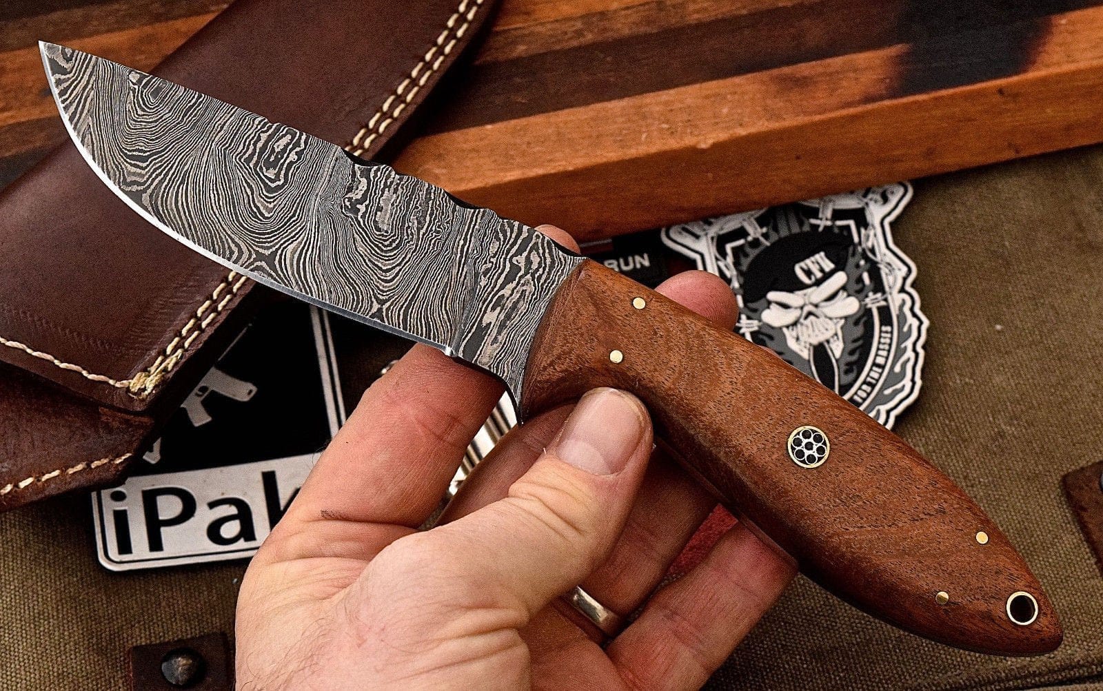 KBS Knives Store Skinner Knife Custom Handmade Damascus Steel Skinning/Camping/Hunting Knife