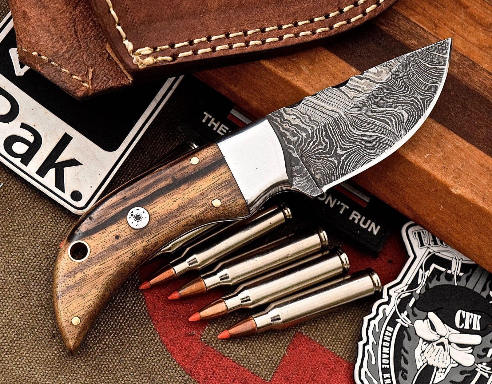 KBS Knives Store Skinner Knife Custom Handmade Damascus Steel Skinning/Camping/Hunting Knife