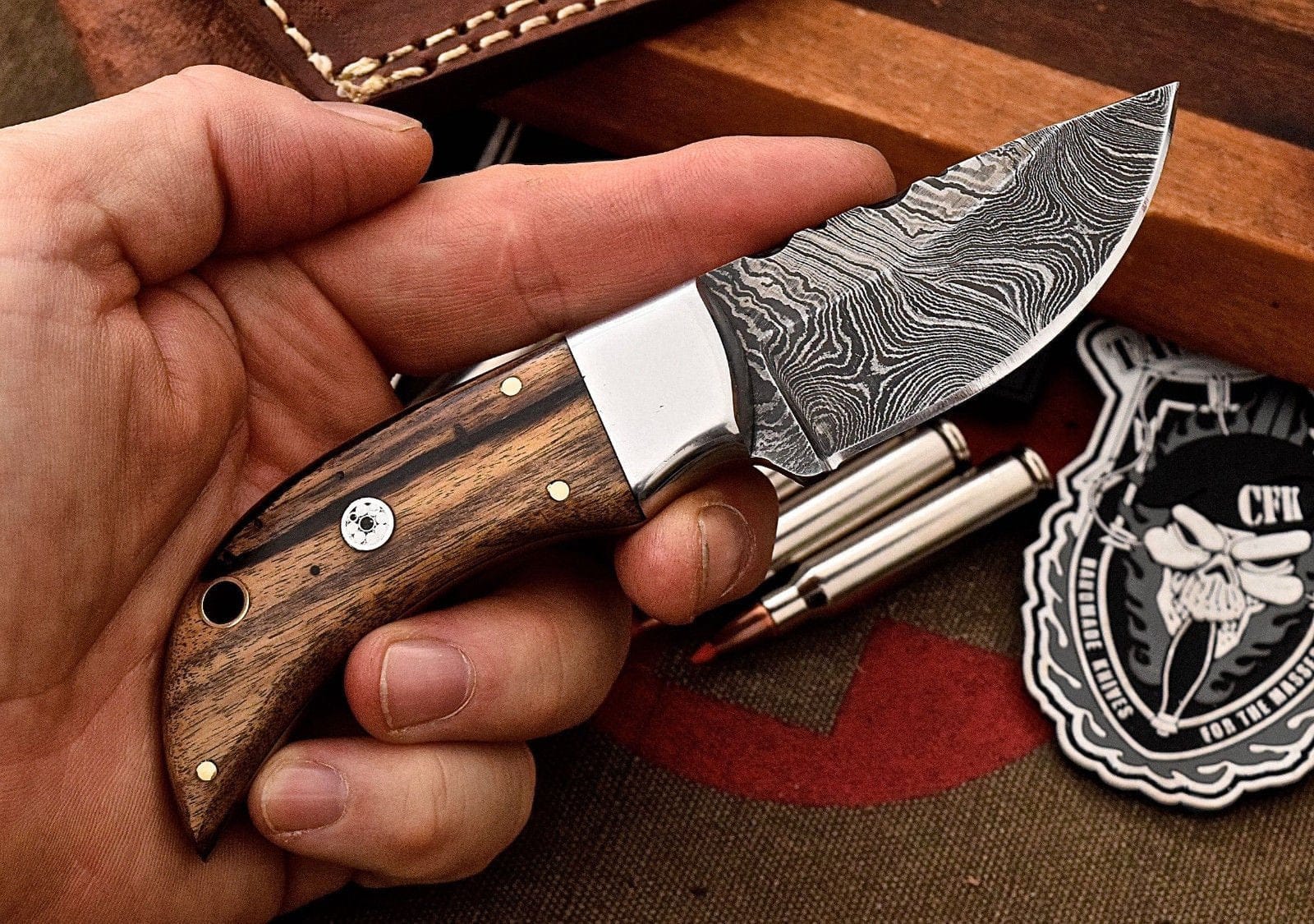 KBS Knives Store Skinner Knife Custom Handmade Damascus Steel Skinning/Camping/Hunting Knife