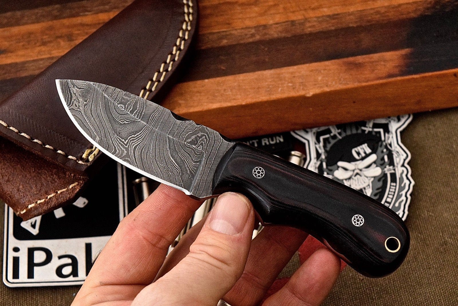 KBS Knives Store Skinner Knife Custom Handmade Damascus Steel Skinning/Camping/Hunting Knife