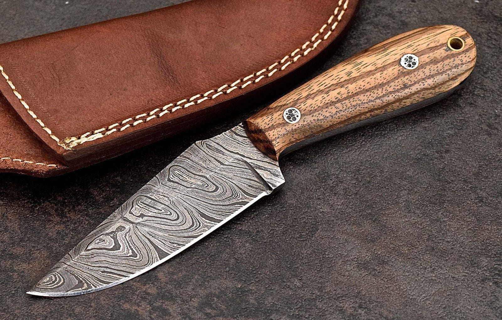 KBS Knives Store Skinner Knife Custom Handmade Damascus Steel Skinning/Camping/Hunting Knife