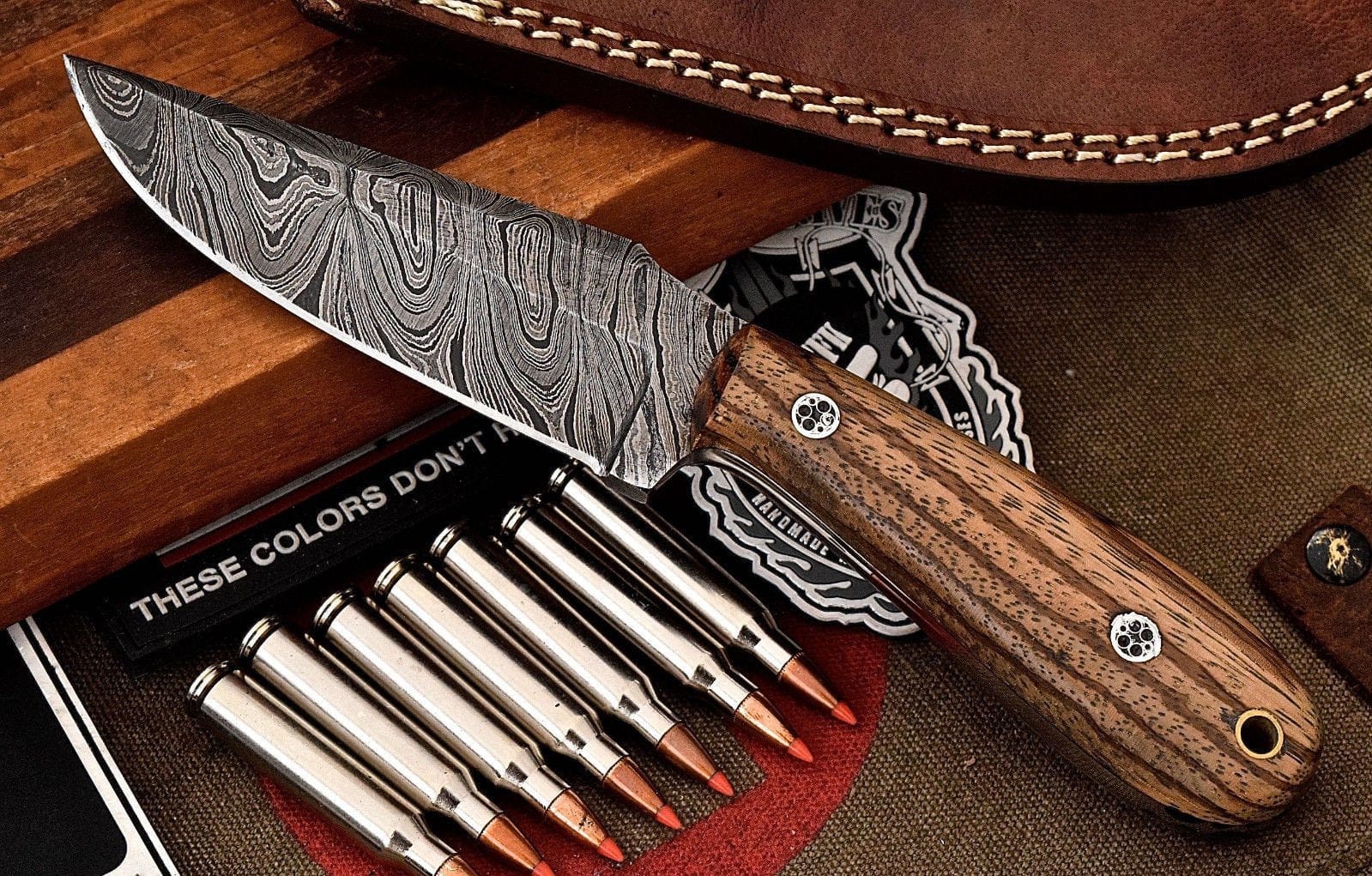 KBS Knives Store Skinner Knife Custom Handmade Damascus Steel Skinning/Camping/Hunting Knife