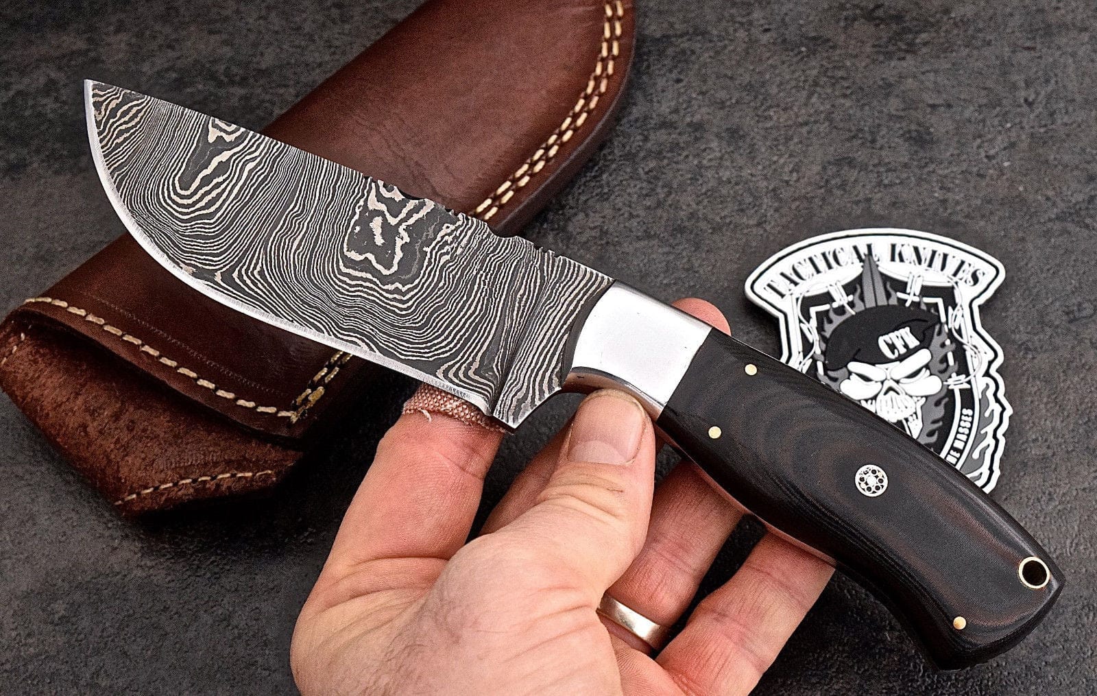 KBS Knives Store Skinner Knife Custom Handmade Damascus Steel Skinning/Camping/Hunting Knife