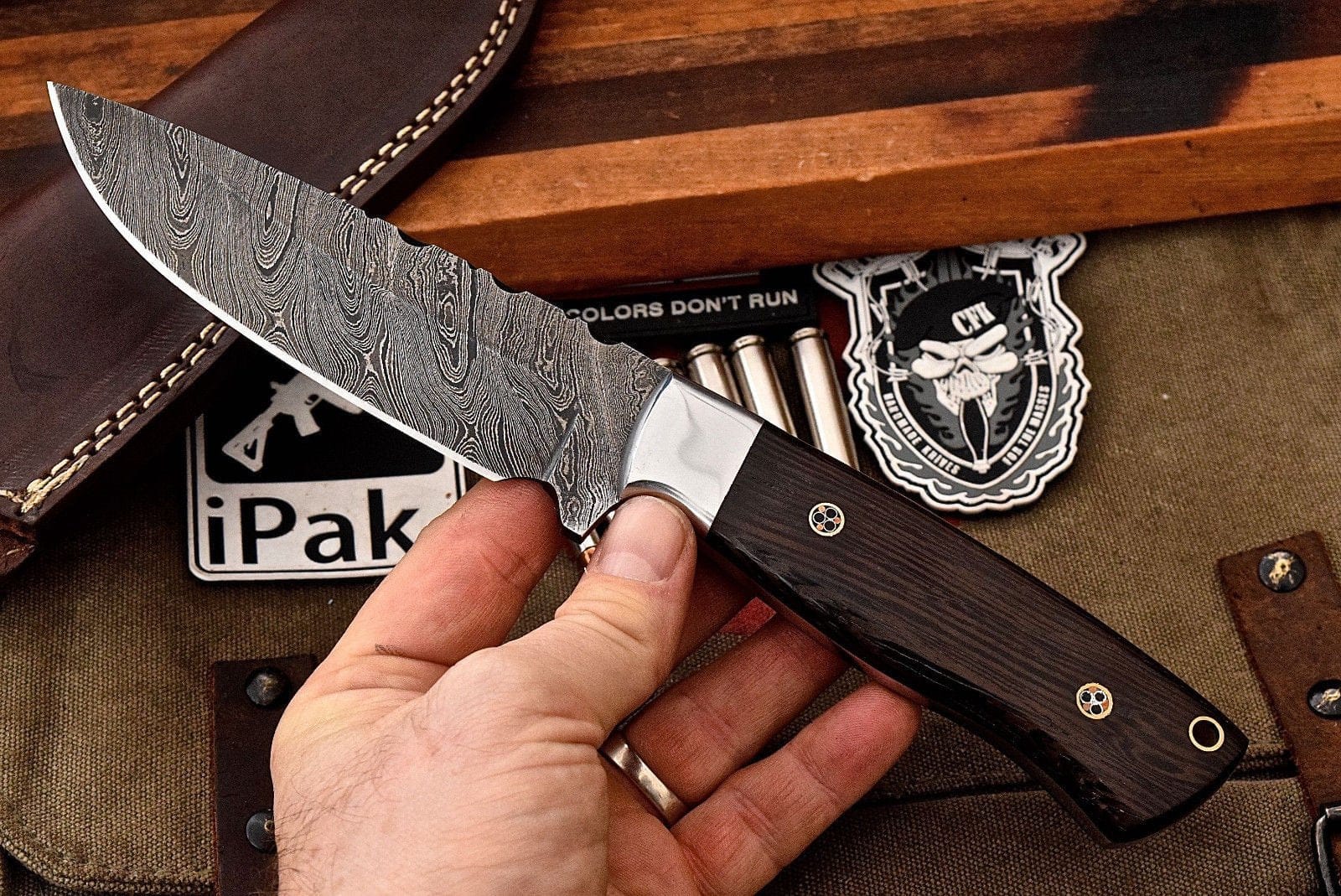 KBS Knives Store Skinner Knife Custom Handmade Damascus Steel Skinning/Camping/Hunting Knife