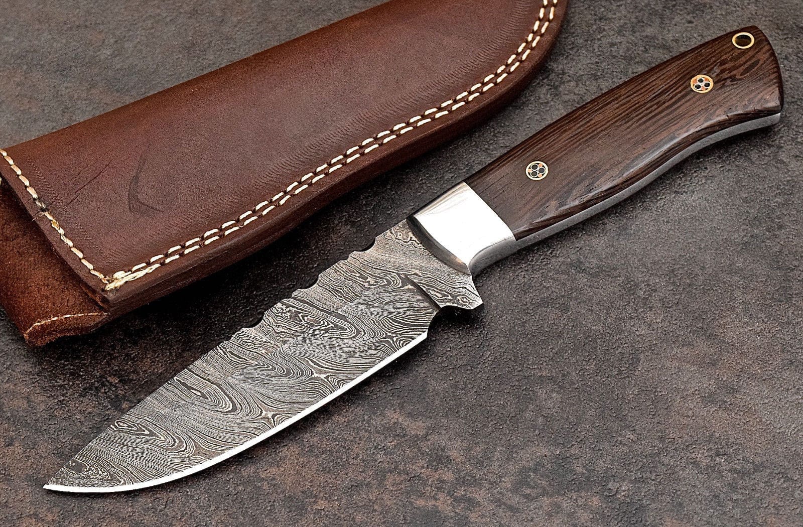 KBS Knives Store Skinner Knife Custom Handmade Damascus Steel Skinning/Camping/Hunting Knife