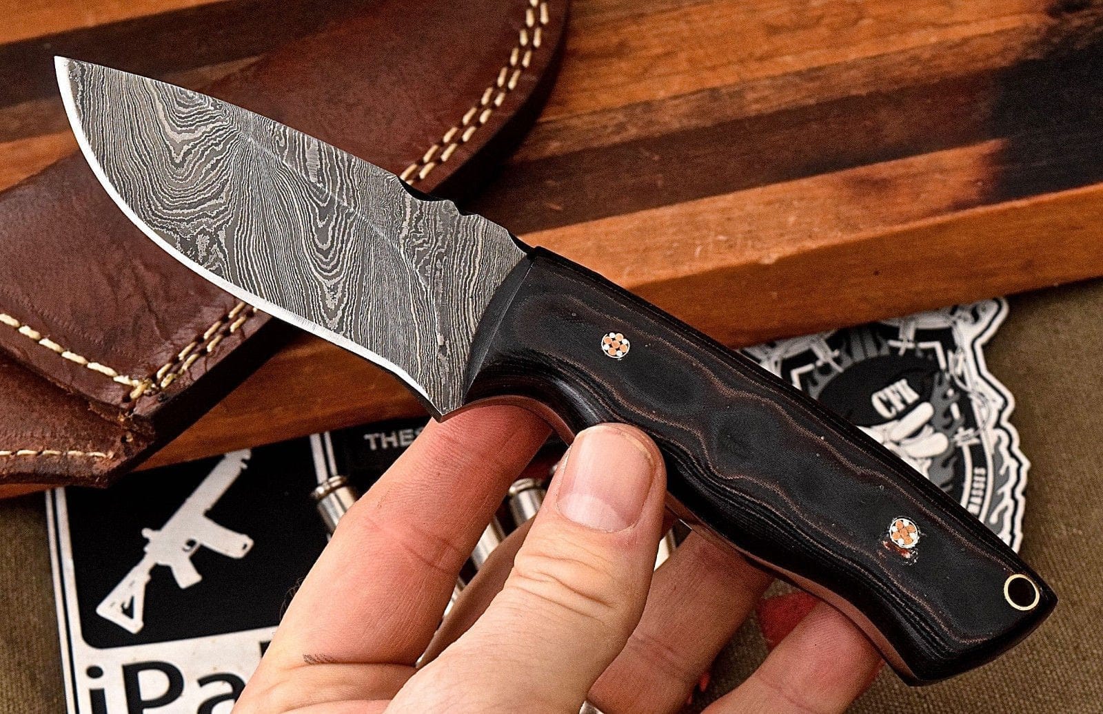 KBS Knives Store Skinner Knife Custom Handmade Damascus Steel Skinning/Camping/Hunting Knife