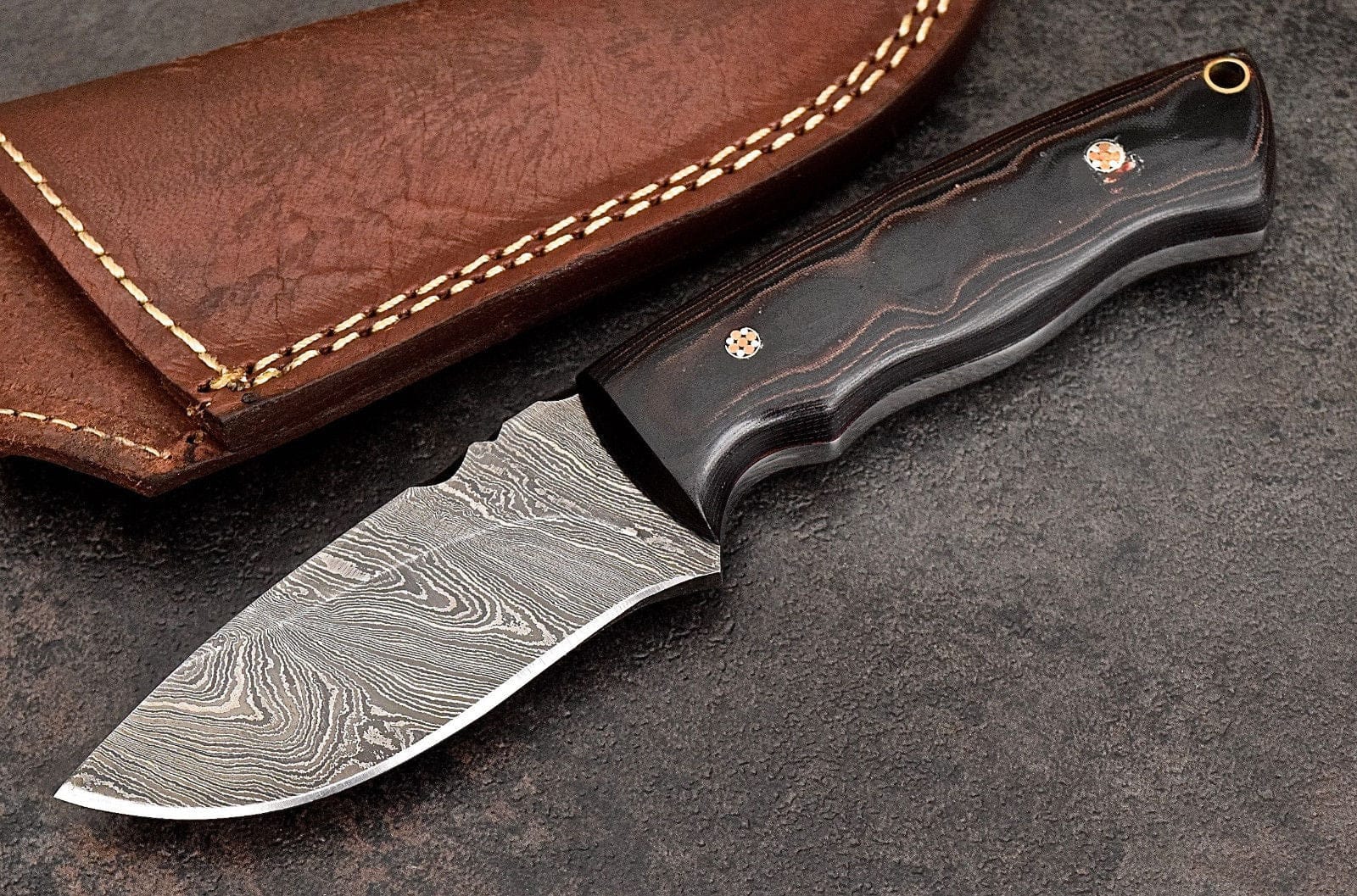 KBS Knives Store Skinner Knife Custom Handmade Damascus Steel Skinning/Camping/Hunting Knife